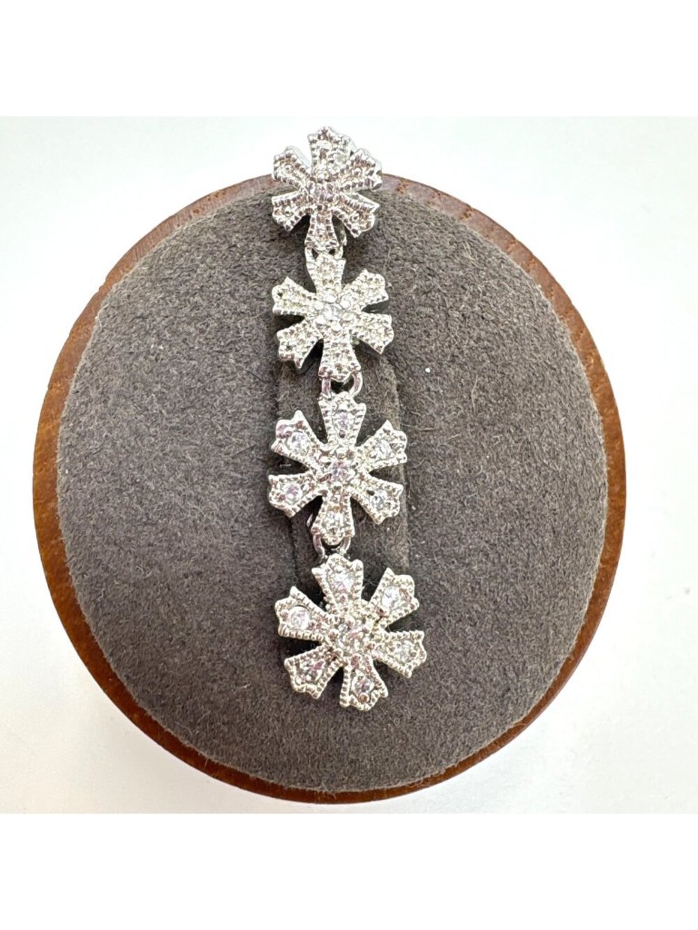 Snowflake Flower CZ Line Pendant Sterling Silver 925 Small Pendant Bail 1.5" L